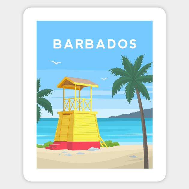 Barbados - Caribbean Lifeguard Hut Sticker by typelab